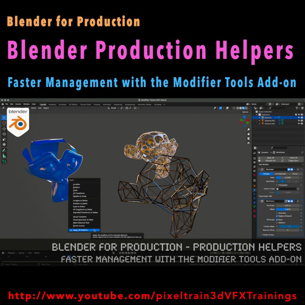 Blender for Production - Production Helpers - Faster Management with the Modifier Tools Add-on