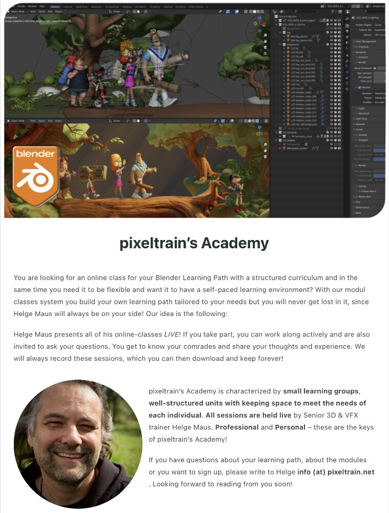 pixeltrain Blender Academy 2024