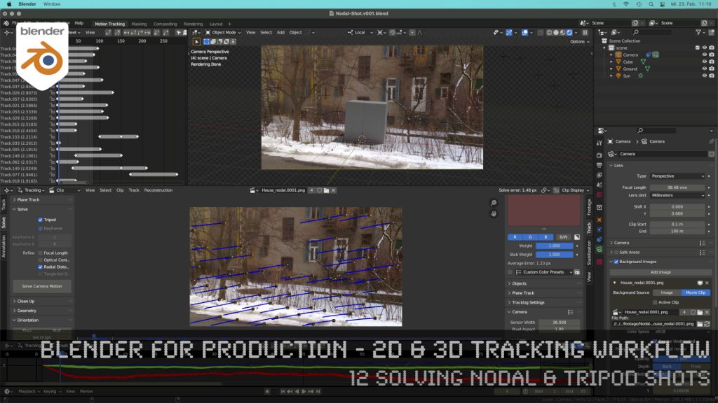 Blender 3.0 for Production - 2D & 3D Tracking Workflow - 12 Solving Nodal & Tripod Shots