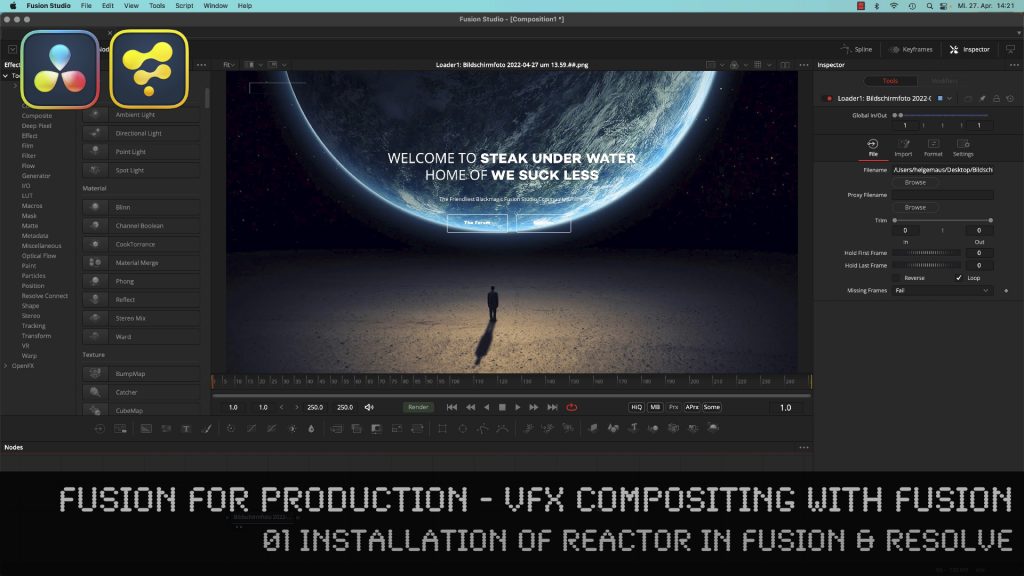 Fusion for Production - VFX Compositing with Fusion - 01 Installation of Reactor in Fusion & Resolve