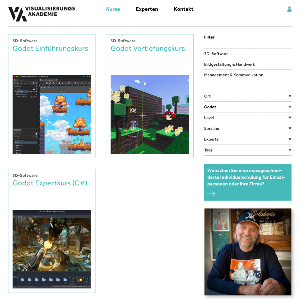 Godot Game Development courses with Helge Maus / pixeltrain